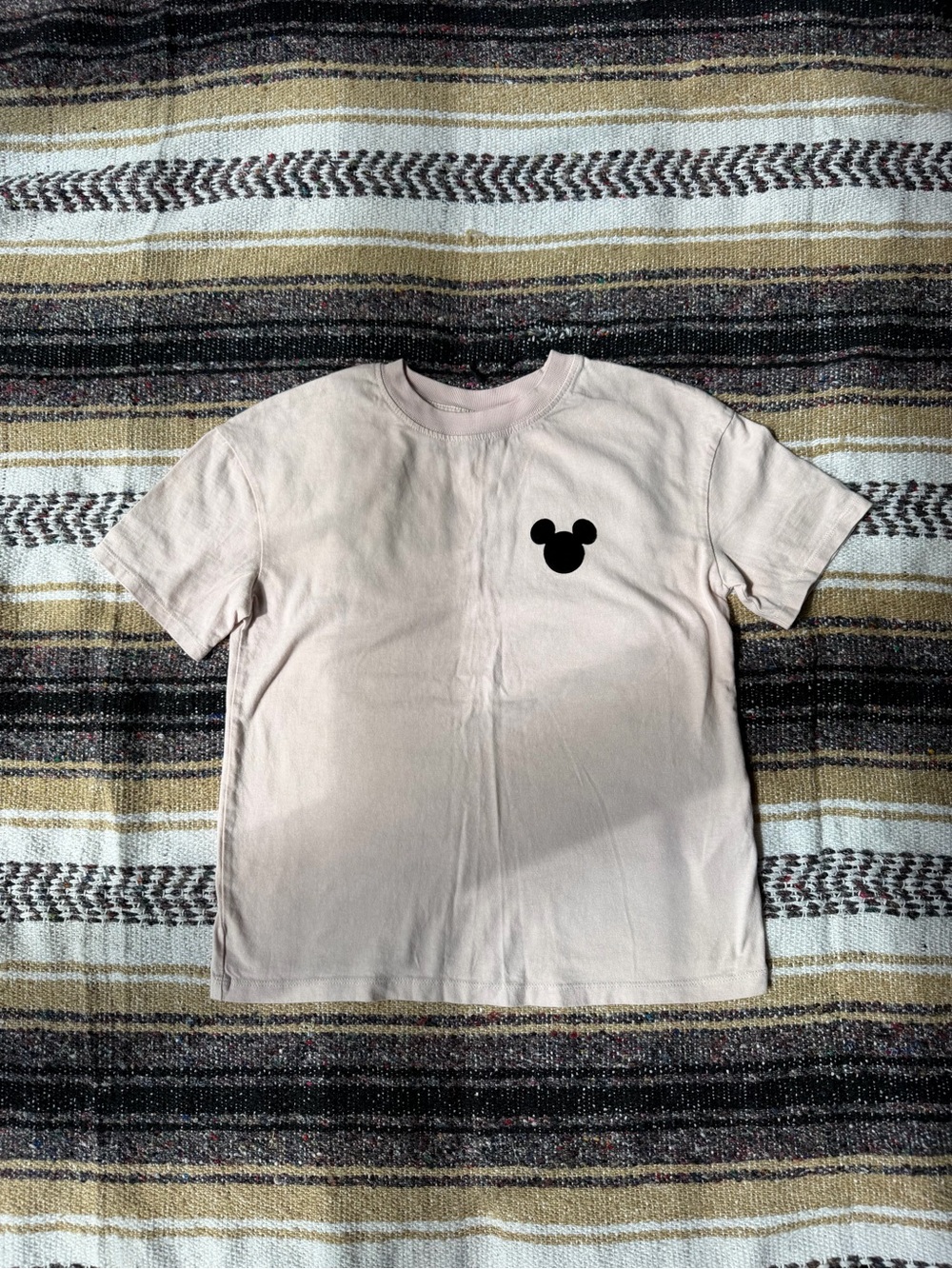 Disney Pale Blush Tee with Black Mickey Silhouette